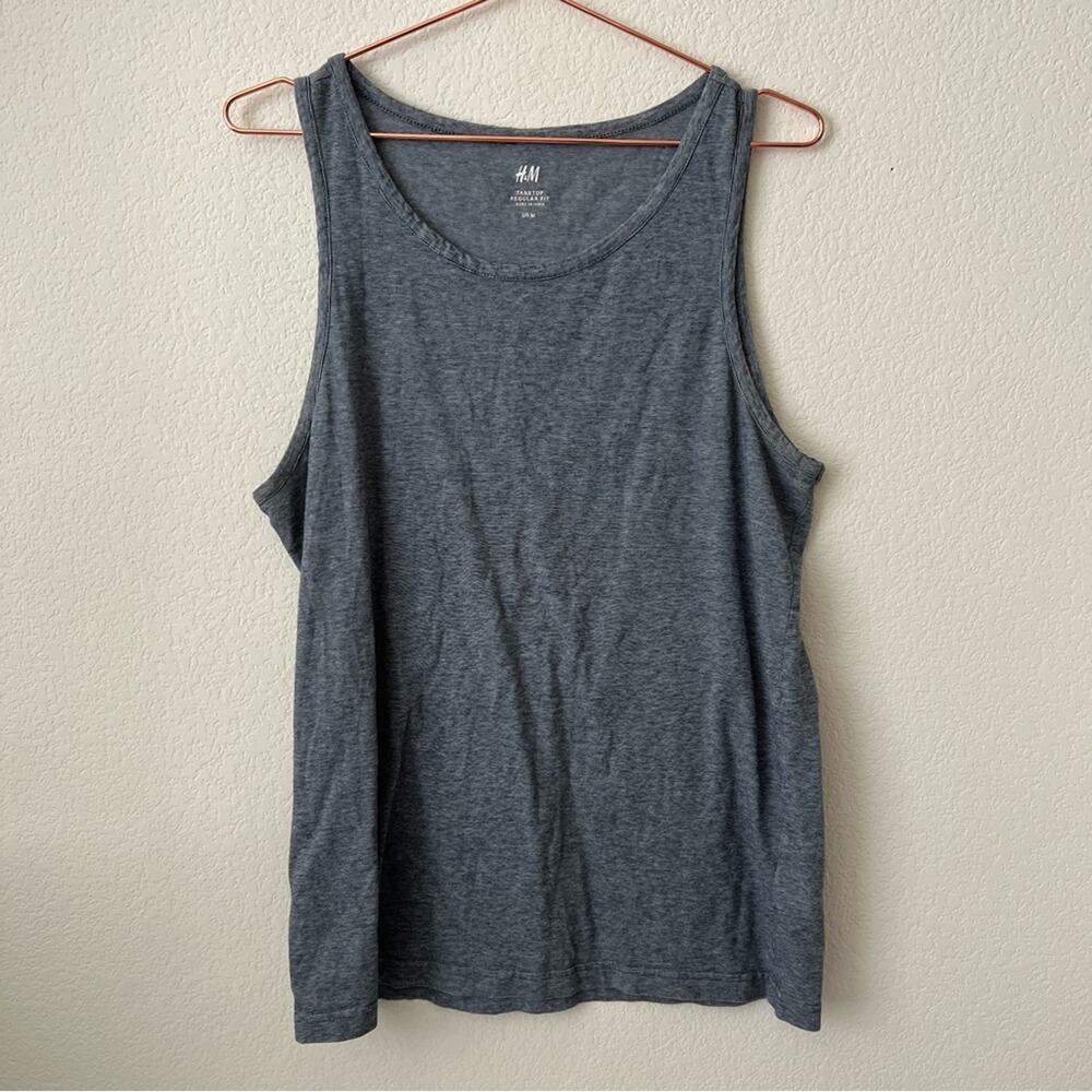 H&M Regular Fit Tank Top navy blue micro stripe knit